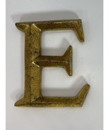 Gold Faux Wood Letter E wall hanging 4” Ever Engage Estate Eagle Edge En... - $5.90