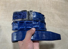 Size 38 Genuine Blue Alligator Crocodile Leather Belt Width 1.5&quot; - $54.99