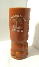 Vtg Tiki Tumbler Mug Alpha Delta Phi Fraternity Event Kimona 1989 Made i... - £23.68 GBP