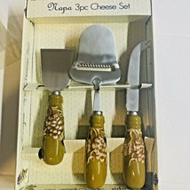 Napa Tuscany Vineyard 3pc Cheese Set Stainless Steel with Ceramic Handles - $16.82