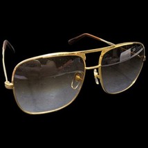 Opti-Ray Aviator Sunglasses Gold Frame Square 1970s Vintage (Scratches) - £32.14 GBP