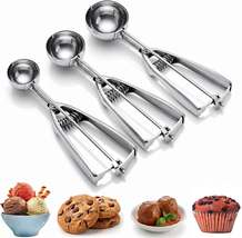 Ice Cream Scoop, 3Pcs Cookie Scoop Set, Stainless Steel Ice Cream Scoope... - $14.77