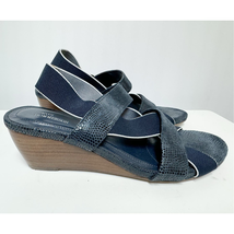 Ros Hommerson Womens Wynona Comfort Navy Blue Strap Wedge Sandals 8 - $43.56