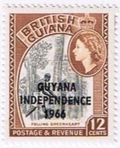 Stamps Guyana Independence 1966 Overprint On 12 Cents Value British Guiana MLH - £0.72 GBP