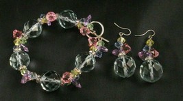Swarovski Crystal Jewelry Set Multi Color  Bracelet Earrings Sterling Silver - £45.33 GBP