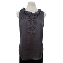 Velvet &amp; Claire Heart Cutout Top, Size S, Gray, Sleeveless, Half Button Front - £10.11 GBP