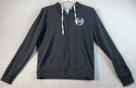 PINK Victoria&#39;s Secret Hoodie Womens XS Black Knit Cotton Pockets Logo Full Zip - $8.59