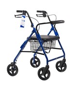 Dynarex 10203 Bariatric Rollator, Padded Seat, Backrest, 8” Wheels, Blue - $287.48 CAD