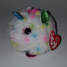 TY Pluffies Harmonie Unicorn Small 3&quot; Stuffed Toy w/ TAG White Pink Blue... - $10.84