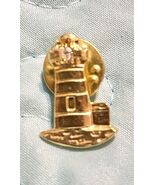 Lighthouse with Gemstone Gold Tone Lapel Pin - $8.00