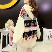 Casual Fashion Stitching Hoodies Womens Trendy Korean Loose Mid-length A... - $147.34