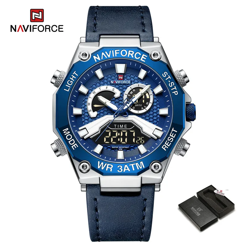  Luxury Men Watches Dual Display Digital Leather Strap Casual Sport Chronograph  - £35.88 GBP