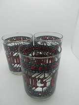 3 Vintage Houze &quot;Seasons Greetings&quot; Double Old Fashioned Lowball Glasses MCM 4x3 - $11.65