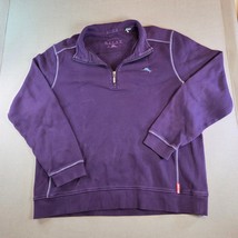 Tommy Bahama Relax 1/4 Zip Sweater XL Purple Cotton Pullover Casual - $34.95