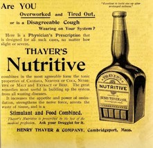 Thayer&#39;s Nutritive Cough Medicine 1894 Advertisement Victorian Medical A... - $19.99