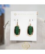 Kendra Scott Dani Gold Bezel Frame Green Tiger&#39;s Eye Earrings NWT - €59,03 EUR