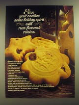 1974 California Raisin Advisory Board Ad - recipe for spirited raisin cookies - £14.60 GBP