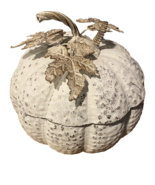 Metal 10&quot; Rustic White Fall Harvest Pumpkin Container - €20,23 EUR