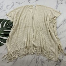 Nine West Womens Kimono Cardigan Sweater One Size Cream Open Front Fringe - $25.73