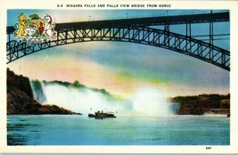 Postcard Falls View Bridge Niagara Falls New York From the Gorge - $5.16