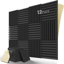 LEIYER Upgrade 12 pack Acoustic Panels With Self-Adhesive, 1&quot; X 12&quot; X 12&quot; - £31.71 GBP