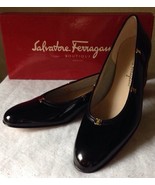 SALVATORE FERRAGAMO Shoes Size: 10.5 Narrow (US) NEW Black Patent Leather - £550.83 GBP