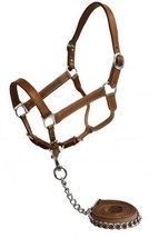 Western or English Horse Medium Brown Leather Halter w/ Matching Lead + ... - $39.90