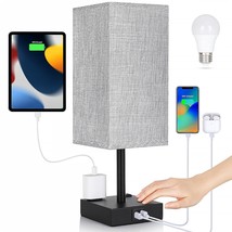 Bedside Lamp With Usb Ports - Touch Control Table Lamp For Bedroom With Usb C+A  - £36.87 GBP