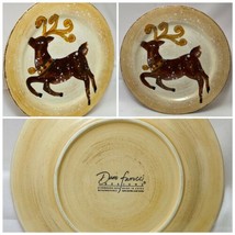 DARIO FARRUCCI Designs Hand Painted Reindeer Ceramic Holiday 4-Salad Plates - £35.60 GBP