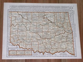 1941 Vintage Map Of Oklahoma Tulsa / Ohio Cleveland Cincinnati Columbus Toledo - $25.43