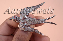 Victorian 2.50ct Rose Cut Diamond Ruby Christmas Wedding Women’s Bird Brooch - £622.12 GBP