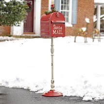 42&quot; Tall Metal Standing Santa&#39;s Mail Christmas Mailbox with Light-up LED... - $129.95+