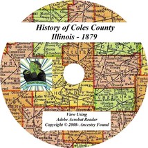 1879 - COLES County Illinois IL  - History Genealogy Ancestry Family - CD DVD - £4.68 GBP