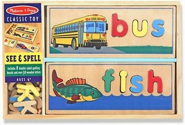 Melissa &amp; Doug See &amp; Spell Wooden Educational Toy With 8 Double-Sided Spelling B - £15.31 GBP
