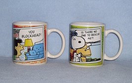 Gibson Designs Peanuts Comic Strip 2 Coffee Mugs Stoneware Snoopy and Lucy Cups - £7.98 GBP