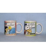 Gibson Designs Peanuts Comic Strip 2 Coffee Mugs Stoneware Snoopy and Lu... - $10.92 CAD