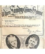 1927 When Lindy Comes Home Charles Lindbergh Sheet Music Newspaper Artic... - $1,844.53 MXN