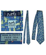 HERMES Men&#39;s Tie 100% silk Made In France HE03 T0P - £80.34 GBP