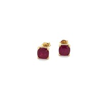 Natural Ruby Stud Earrings 14k Yellow Gold 3.15 TW Certified $499 307912 - £308.63 GBP