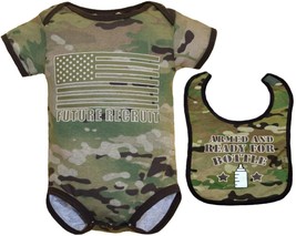 2-Piece Baby Boys Multicam Future Recruit Bodysuit with Armed And Ready For Bott - £31.22 GBP