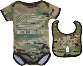 2-Piece Baby Boys Multicam Future Recruit Bodysuit with Armed And Ready For Bott - £31.55 GBP