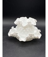 Fenton Milk Glass Hobnail Candy Bon Bon Dish Ruffled Bowl Vase Set Of 2 - €25,66 EUR