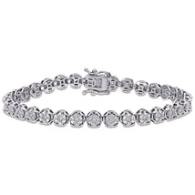 7.25&quot; Round Cut D/VVS1 Diamond Tennis Bracelet 14k White Gold Over 7 Ct Ladies - £159.85 GBP