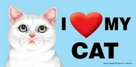 I (Heart) Love my CAT (White Cat) Cute Car Fridge Dog Magnet 4x8 USA Wat... - $6.76