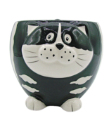 Pier One Imports Chubby Cat Cup Mug Black White Hand-Painted Dolomite DW... - £14.68 GBP