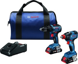 Bosch GXL18V-233B25 18V 2-Tool Combo Kit with 1/2 In. Hammer Drill/Drive... - £293.93 GBP