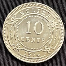 1974 Proof Belize 10 Cents Queen Elizabeth II Colonial Coin - £6.23 GBP