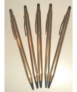 CROSS gold pens w black ink, lot of 5 plus extra refills - £31.45 GBP