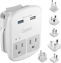 World Travel Adapter Kit QC 3.0 2 USB 2 US Outlets Surge Protection Plug... - £49.72 GBP