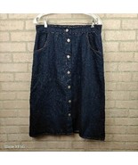 Jennifer Lauren L Blue Jean Denim Modest Midi Skirt Button Down Elastic ... - £17.20 GBP